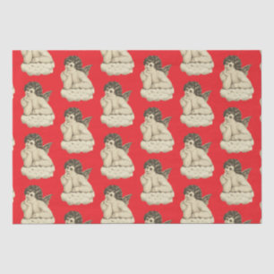 Cute Vintage Beige Red Cherub Angel  Tissue Paper