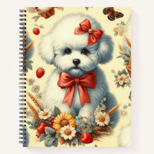 Cute Vintage Bichon Frisé Illustration Notebook