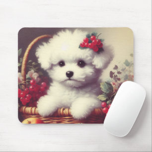 Cute Vintage Bichon Frisé Painting Mouse Pad