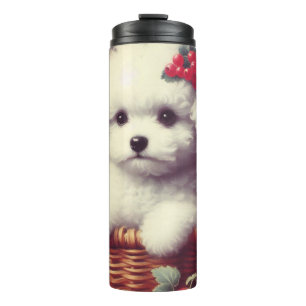 Cute Vintage Bichon Frisé Painting Thermal Tumbler