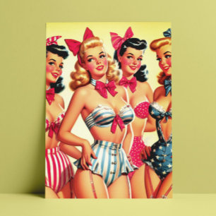 Cute Vintage Bikini Pin-ups Postcard