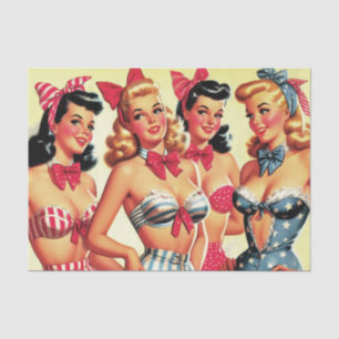 Cute Vintage Bikini Pin-ups Tissue Paper