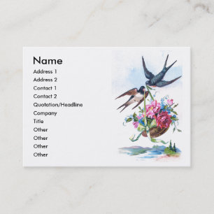 Cute Vintage Birds & Flowers Floral Business Card