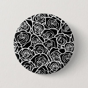 Cute Vintage black and white roses 6 Cm Round Badge