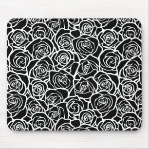 Cute Vintage black and white roses Mouse Pad