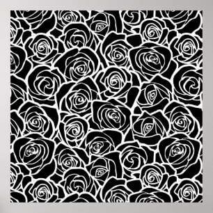 Cute Vintage black and white roses Poster