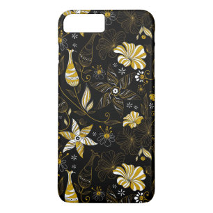 Cute vintage black golden floral pattern iPhone 8 plus/7 plus case