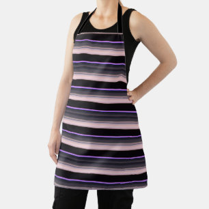 Cute vintage black grey stripes apron