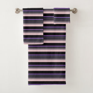 Cute vintage black grey stripes bath towel set