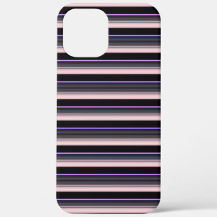 Cute vintage black grey stripes iPhone 12 pro max case