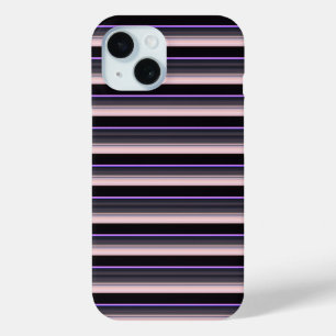 Cute vintage black grey stripes iPhone 15 case