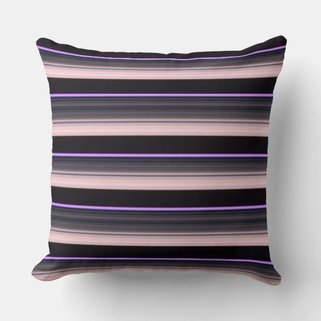Cute vintage black grey stripes cushion (Front)