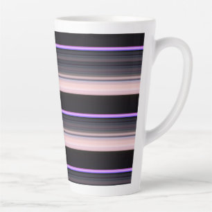 Cute vintage black grey stripes latte mug