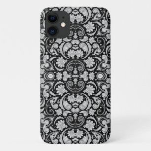 Cute vintage black white paisley patterns iPhone 11 case