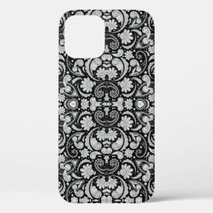 Cute vintage black white paisley patterns iPhone 12 case