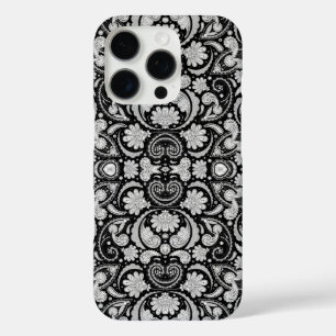 Cute vintage black white paisley patterns iPhone 16 pro case