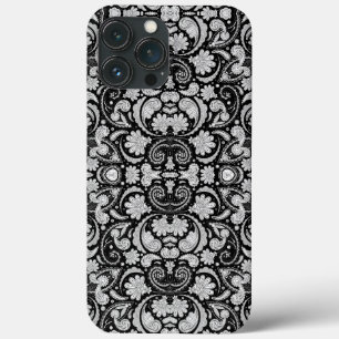 Cute vintage black white paisley patterns iPhone 13 pro max case