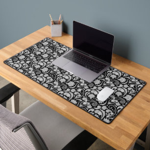 Cute vintage black white paisley patterns desk mat
