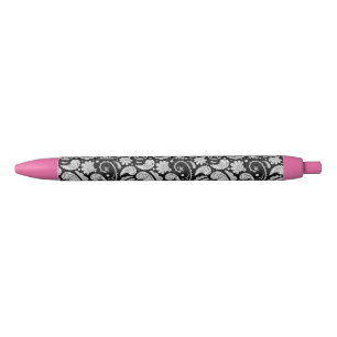 Cute vintage black white paisley patterns ink pen