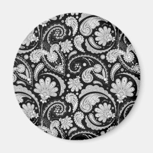 Cute vintage black white paisley patterns magnet