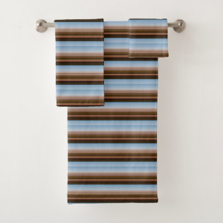 Cute vintage blue brown stripes bath towel set
