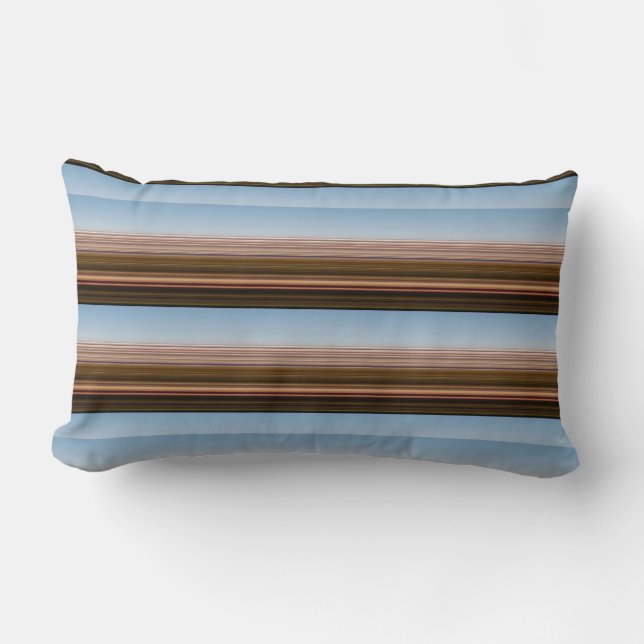 Cute vintage blue brown stripes lumbar cushion (Front)