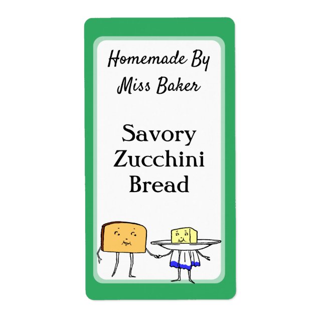 Cute Vintage Bread and Butter Custom Baking Labels (Front)