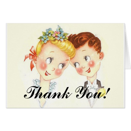 Cute Vintage Bride & Groom Wedding Thank You Cards