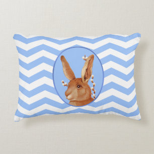 Cute Vintage Bunny and Chevron Pattern Decorative Cushion