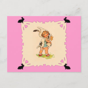 Cute Vintage Bunny Girl Postcard