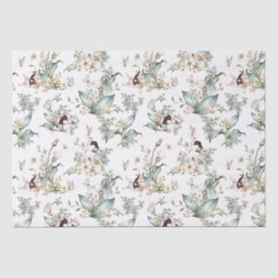 Cute Vintage Bunny Rabbits Floral Decoupage Tissue Paper