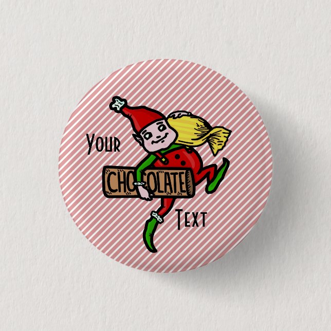 Cute Vintage Candy Christmas Elf Customisable 3 Cm Round Badge (Front)