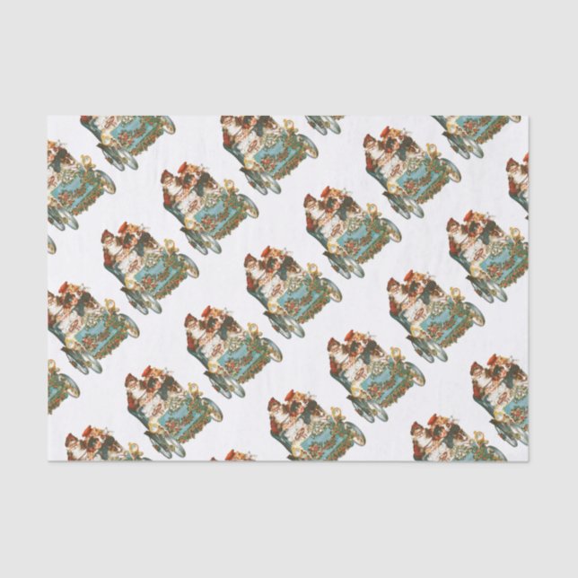Cute Vintage Car | Santa Claus Christmas Tissue Paper (Front)