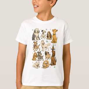 Cute Vintage Cartoon Dog Breeds Clipart Collection T-Shirt