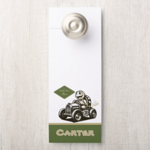 Cute vintage cartoon turtle racer Tri-Blend shirts Door Hanger