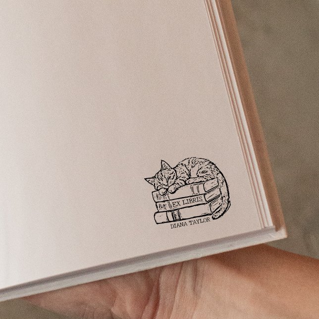 Cute Vintage Cat Book  Rubber Stamp (Creator Uploaded)