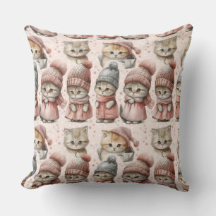 Cute vintage cat retro watercolor Cute, vintage Cushion