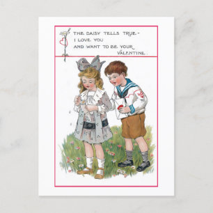 Cute Vintage Children with Valentine Greeting Holiday Postcard