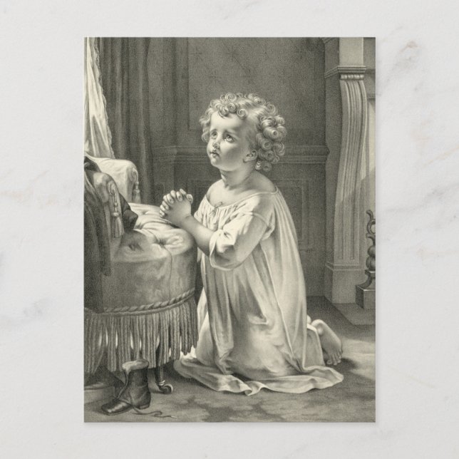 Cute Vintage Childs First Prayer Illustration 1878 Postcard (Front)