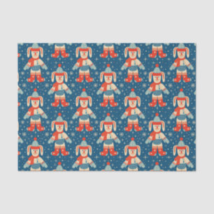 Cute Vintage Christmas Bunny and Snowflakes Tissue Paper
