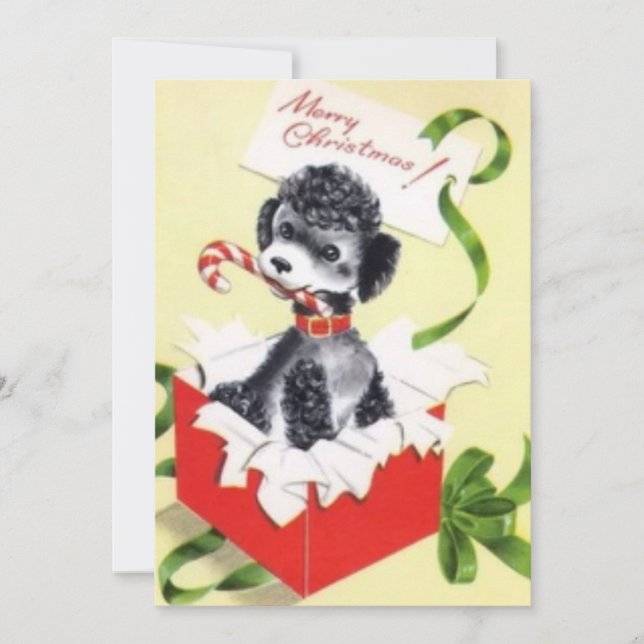 Cute Vintage Christmas Dog Holiday Card (Front)
