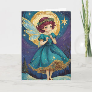 Cute Vintage Christmas Fairy Personalised Card