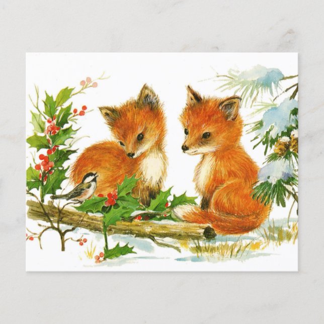Cute Vintage Christmas Foxes Flyer (Front)