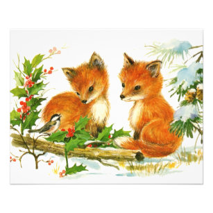 Cute Vintage Christmas Foxes Flyer