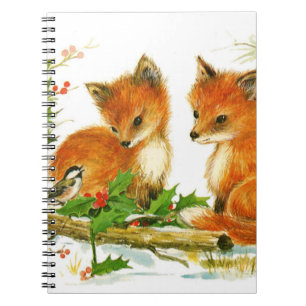 Cute Vintage Christmas Foxes Notebook