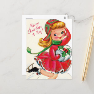 cute vintage Christmas girl Postcard