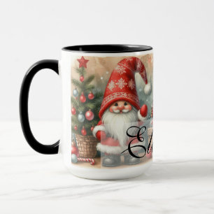 Cute Vintage Christmas Gnomes Watercolor Art Mug