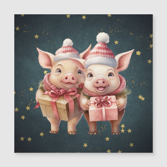 Cute vintage Christmas Pigs (Front)