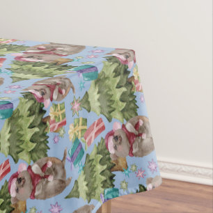 Cute Vintage Christmas Quokka Tablecloth
