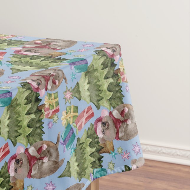 Cute Vintage Christmas Quokka Tablecloth (In Situ)